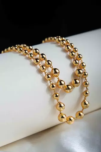 Gold-Plated Two-Layer Necklace with Ball Design