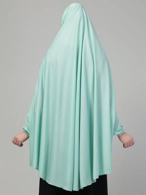 Mint green stretchable knee length jilbab cum prayer khimer hijab 2