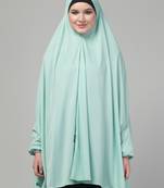 Mint green stretchable knee length jilbab cum prayer khimer hijab