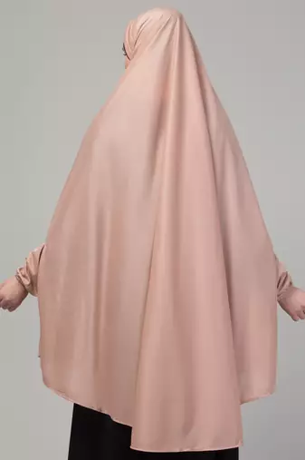 Mauve stretchable knee length jilbab cum prayer khimer hijab