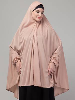 Mauve stretchable knee length jilbab cum prayer khimer hijab 3