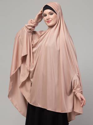 Mauve stretchable knee length jilbab cum prayer khimer hijab 4