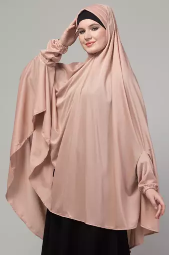 Mauve stretchable knee length jilbab cum prayer khimer hijab