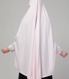 Light pink stretchable knee length jilbab cum prayer khimer hijab