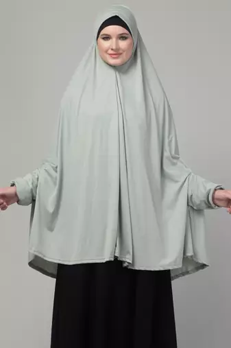 sage green polyester plain jilbab