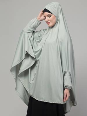 sage green polyester plain jilbab 4