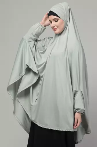 sage green polyester plain jilbab