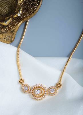 Gold-Plated Chain with American Diamond Side Pendant 1