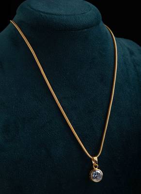 Gold-Plated Chain with Small Diamond Pendant 3