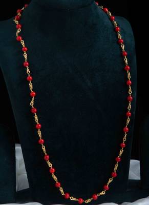 Gold-Plated Necklace with Orange Bead 3