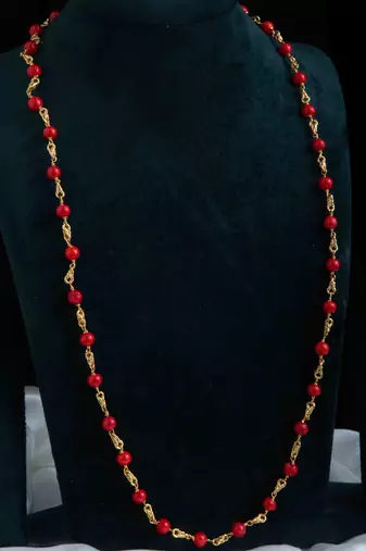 Gold-Plated Necklace with Orange Bead