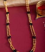 Gold-Plated Black Beaded Necklace     Classic & Timeless