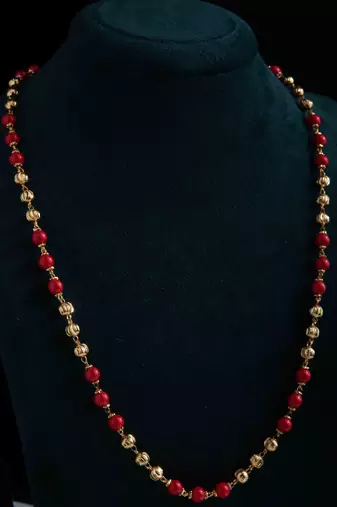Gold-Plated Necklace with Orange Bead