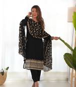 Blooming Silk Black Readymade Kurti