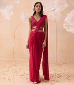 Fuchsia drape saree