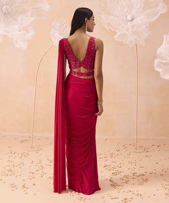 Fuchsia drape saree 4