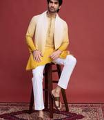 Yellow rayon mirror work wedding function festival marriage party wear straight kurta with dupatta