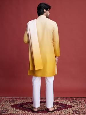 Yellow rayon mirror work wedding function festival marriage party wear straight kurta with dupatta 6