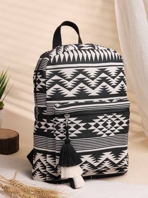 geomat black & white fret jacquard cotton backpack 1
