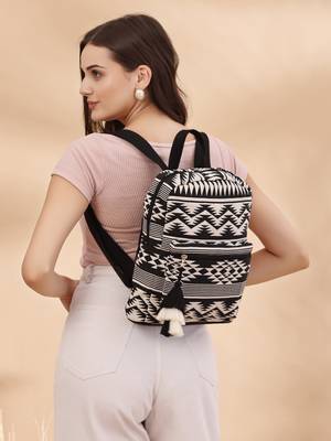 geomat black & white fret jacquard cotton backpack 3