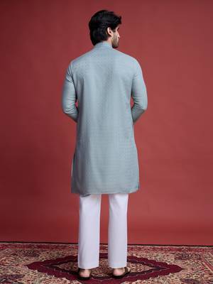 Pista viscose mirror work wedding function festival marriage party wear straight kurta 6