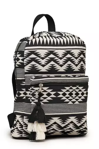 geomat black & white fret jacquard cotton backpack
