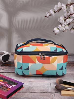 peppy navy & multi abstract digital printed polycotton travel accessory bag 1