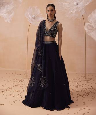 Blue Organza Lehenga Set 1