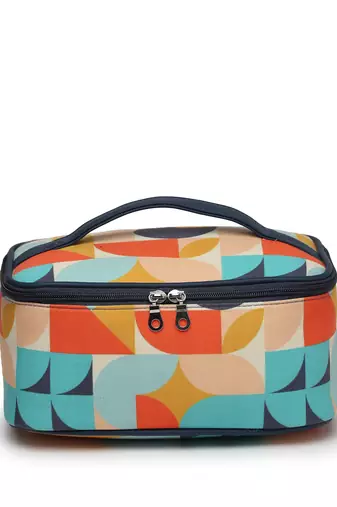 peppy navy & multi abstract digital printed polycotton travel accessory bag