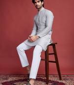 Beige viscose mirror work wedding function festival marriage party wear straight kurta