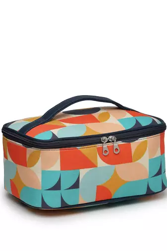 peppy navy & multi abstract digital printed polycotton travel accessory bag