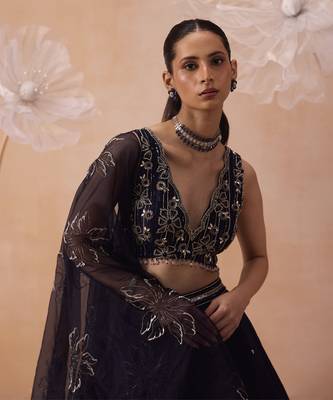Blue Organza Lehenga Set 2