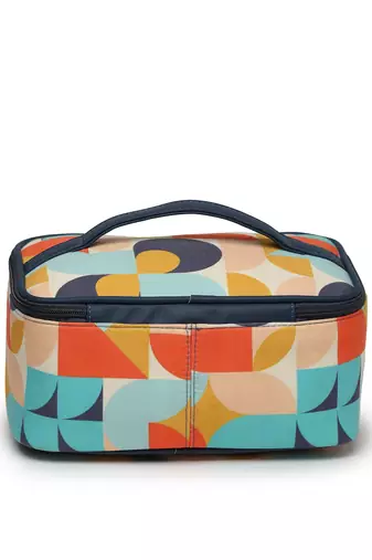 peppy navy & multi abstract digital printed polycotton travel accessory bag