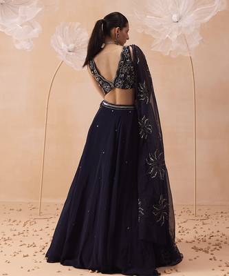 Blue Organza Lehenga Set 3