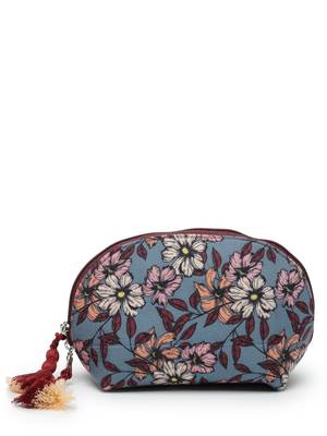 lush pewter, wine & multi floral digital printed polycotton travel pouch 3