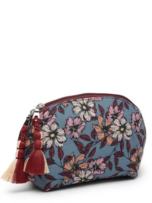 lush pewter, wine & multi floral digital printed polycotton travel pouch 4