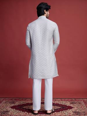 Beige viscose mirror work wedding function festival marriage party wear straight kurta 6
