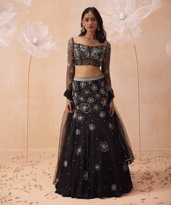 Black Blossom Lehenga Set 1