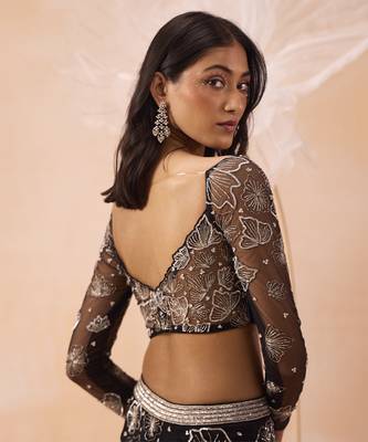 Black Blossom Lehenga Set 3