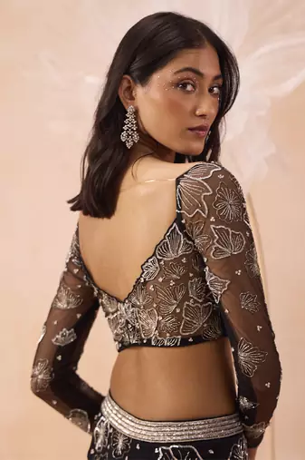 Black Blossom Lehenga Set