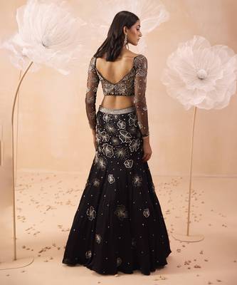 Black Blossom Lehenga Set 4