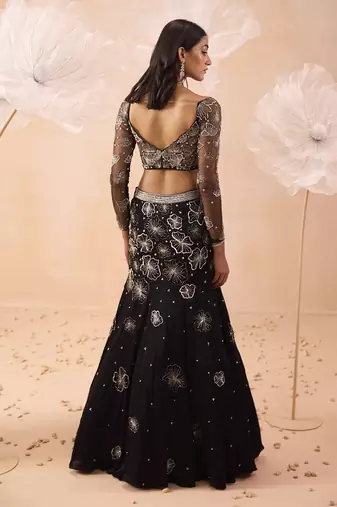 Black Blossom Lehenga Set