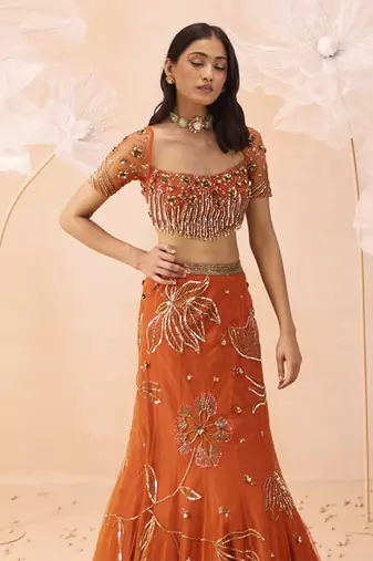 Burt Orange Lehnga Set