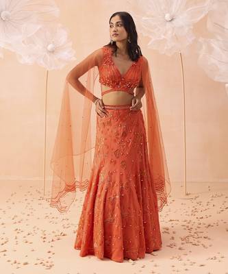 Candy Orange Lehanga Set 1