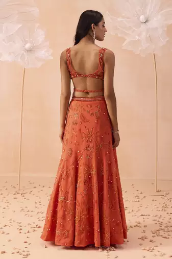 Candy Orange Lehanga Set