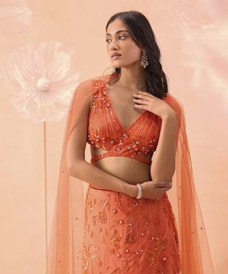 Candy Orange Lehanga Set 3