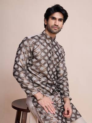 beige silk thread and sequins embroidered straight kurta 3