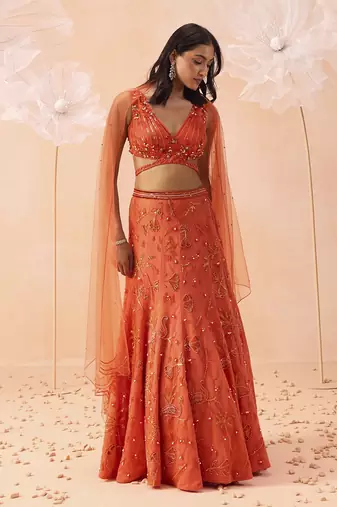 Candy Orange Lehanga Set