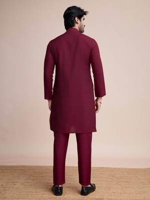 maroon silk thread and sequins embroidered straight kurta 5