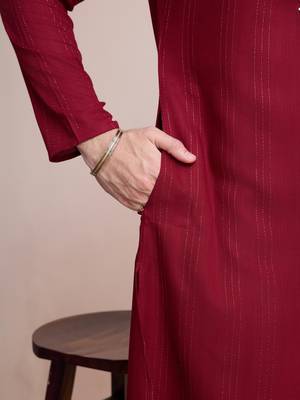Maroon viscose jari weaving mirror work wedding function festival marriage party wear straight kurta pant dupatta 5